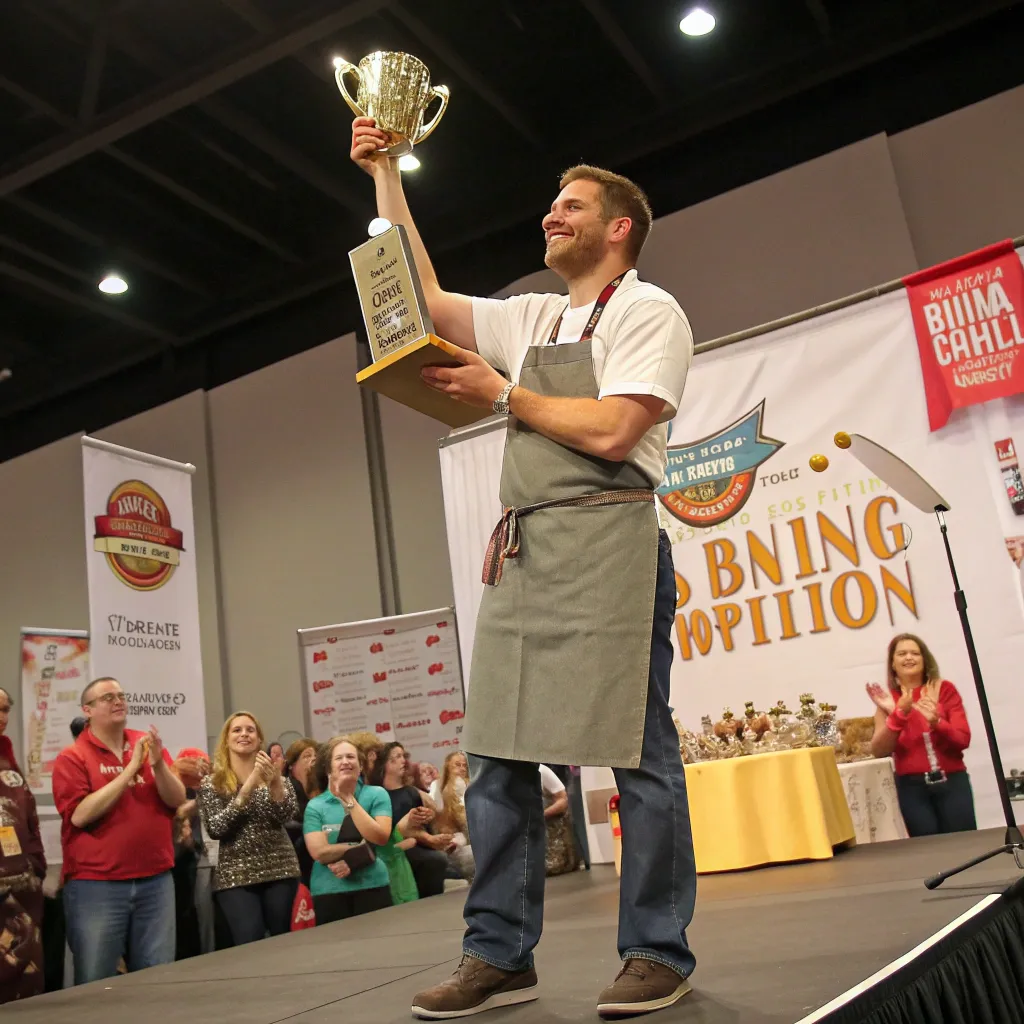 Michael Thompson receiving a baking competition award